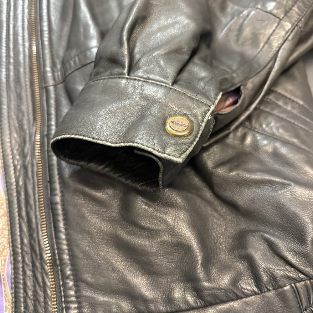 Men's‎ BrassBoot Motorcycle Bomber Black Zipper Leather Size 52 Buttery Soft - Picture 4 of 13